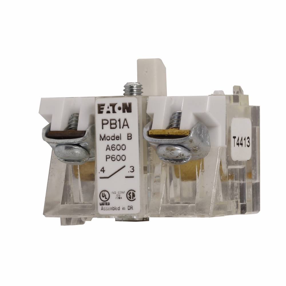 EATON PB1A M22 Modular Standard Contact Block, 22.5 mm, 1NO Contact, Silver Contact, Clear