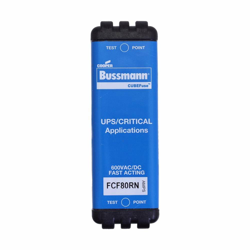 Bussmann CUBEFuse™ FCF80RN Fast Acting Non-Indicating Fuse, 80 A, 600 VAC/VDC, 50/200 kA Interrupt, Class: CF, Cartridge Body
