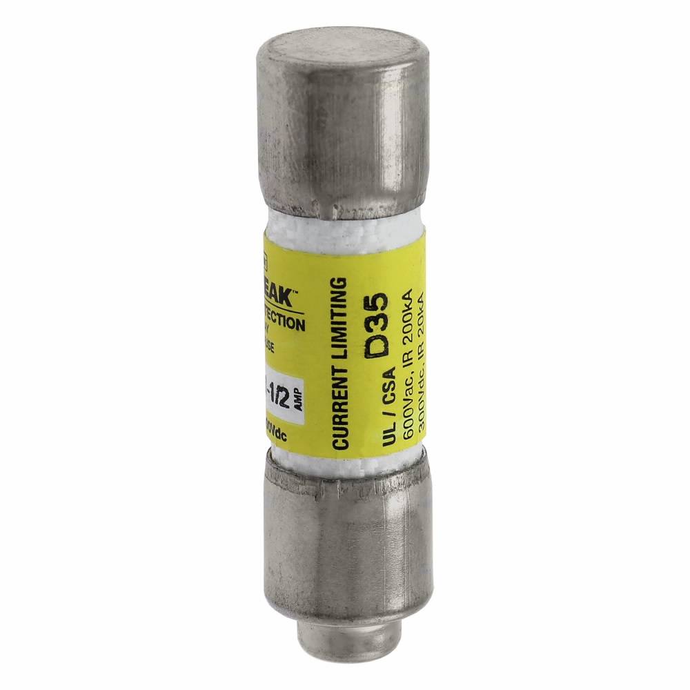 Bussmann Low-Peak™ LP-CC-1-1/2 Current Limiting Time Delay Fuse, 1.5 A, 600 VAC/300 VDC, 20/200 kA Interrupt, CC Class, Cylindrical Body