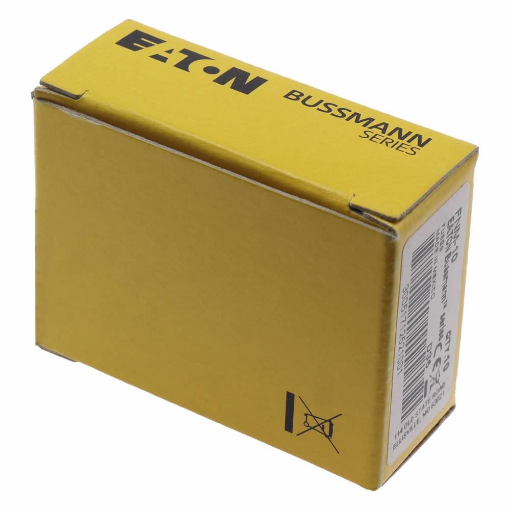 Bussmann Fusetron™ FNM-10 Low Voltage Supplemental Time Delay Midget Fuse, 10 A, 250 VAC, 200 A Interrupt, Class: Supplemental, Cartridge Body