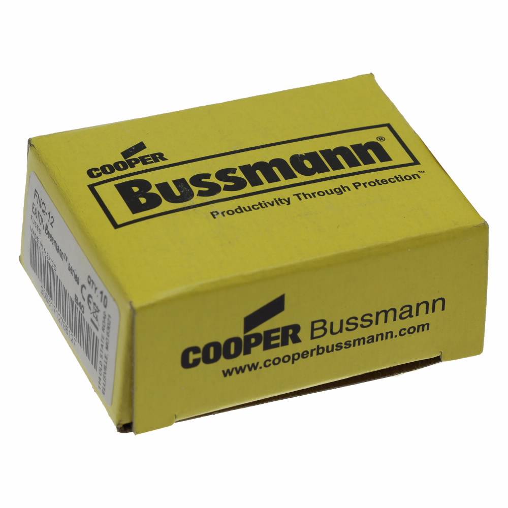 Bussmann Tron® FNQ-12 Low Voltage Supplemental Time Delay Midget Fuse, 12 A, 500 VAC, 10000 A Interrupt, Class: Supplemental, Cartridge Body
