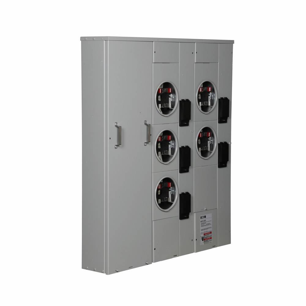 EATON 1MP5126RC 3-Wire Group Metering Meter Pack, 200 A Self-Contained Socket, Underground Feed, 120/240 VAC, 600 A Bus