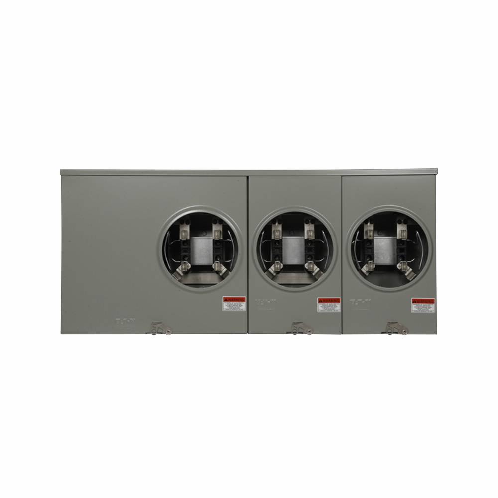 EATON 1009694CH 3-Position 3-Wire Horizontal Ganged Horn Bypass Meter Socket, 600 VAC, 100 A, 1 ph Phase