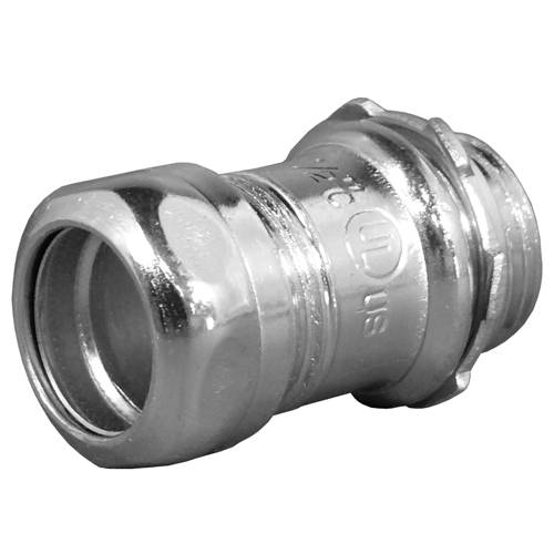 Appleton® ETP™ 7100S 7000S Non-Insulated Throat Straight Compression Connector, 1 in Trade, For Use With EMT Conduit, Steel, Zinc Electroplated