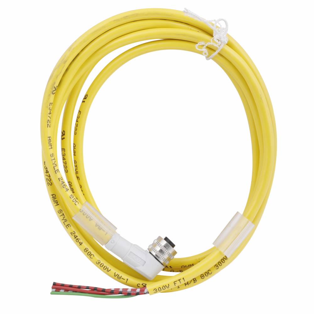EATON CSAR4F4CY1802 Global Plus 4-Wire Standard Single End Connector Cable, 1/2-20 UNF-2B 4-Pin Micro-Style Female Connector, 2 m L Cable, 4 Poles, Dual Keyway