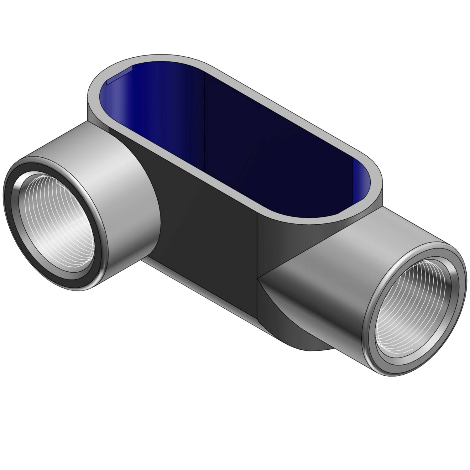 T&B® BlueKote® LR37 Type LR Conduit Body, 1 in Hub, Form 7 Form, 10.6 cu-in Capacity, Iron, Epoxy Powder Coated/Zinc Plated