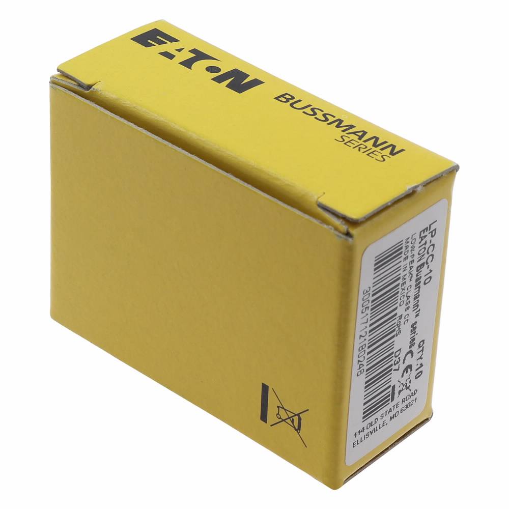 Bussmann Low-Peak™ LP-CC-10 Current Limiting Time Delay Fuse, 10 A, 600 VAC/150 VDC, 200/20 kAIC Interrupt, CC Class, Cylindrical Body