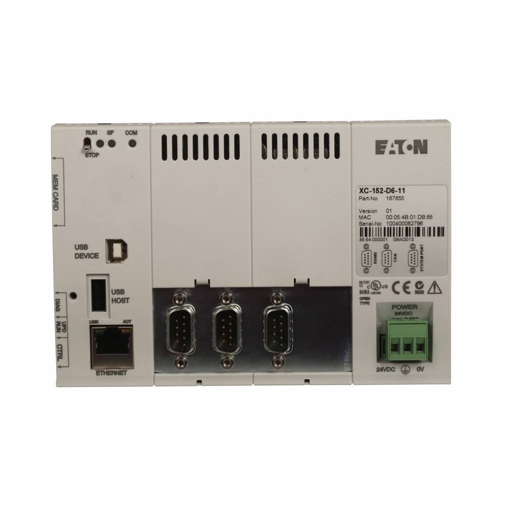 EATON XC-152-D6-11 Windows CE OS CoDeSys Firmware Programmable Logic Controller, 24 VDC