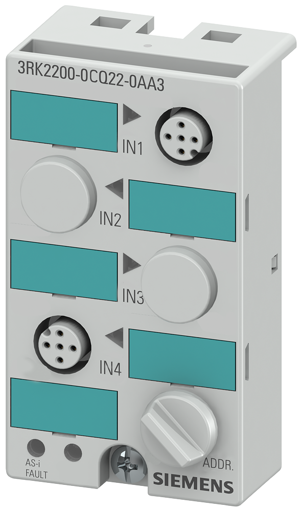 Siemens 3RK2200-0CQ22-0AA3 3RK A/B Slave Binary AS-Interface SlimLine Compact Digital Input Module, 4 Inputs