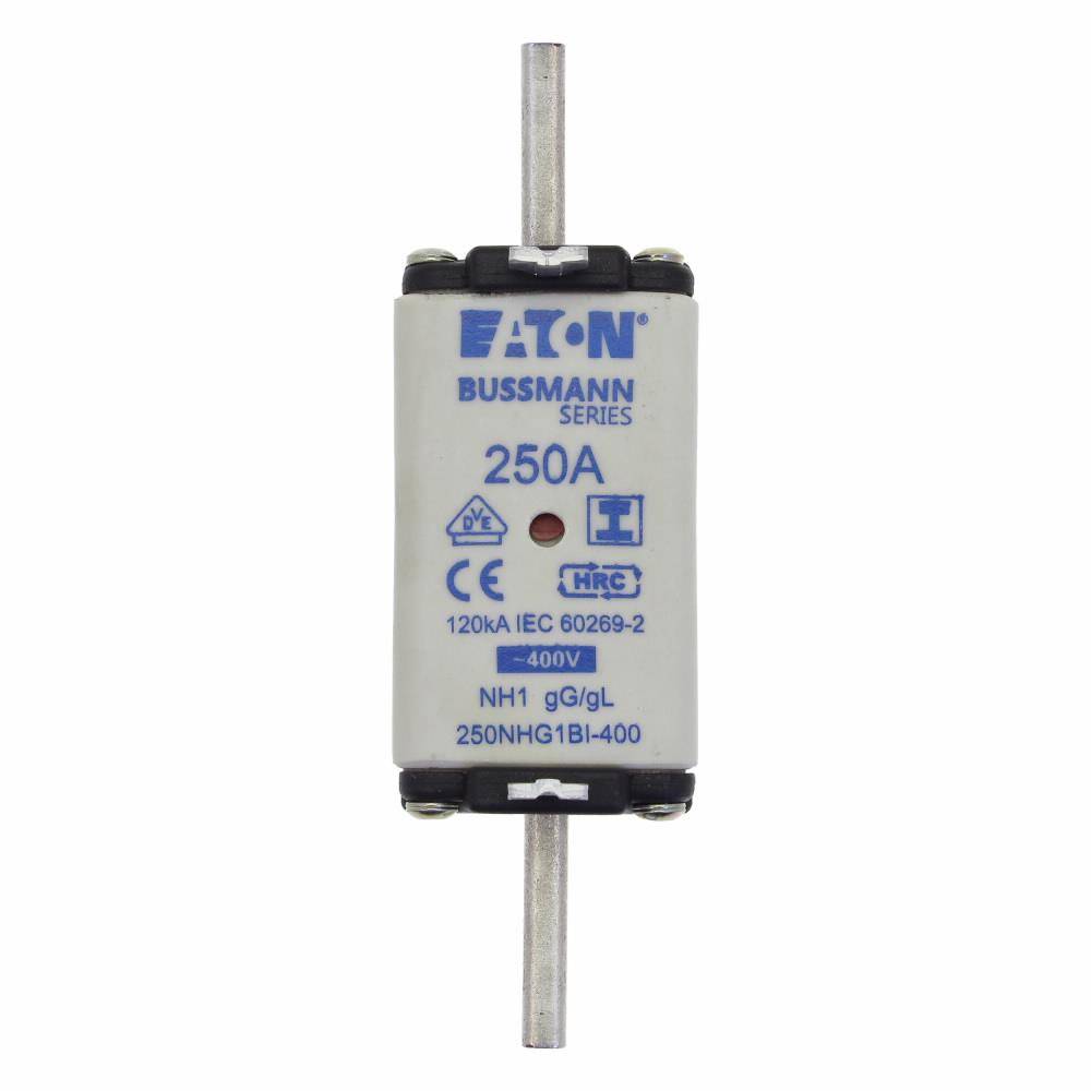 Bussmann 250NHG1BI-400 Size 1 Dual Indicator Low Voltage NH Fuse Link, 400 V, 250 A, For Use With Class C/gG/gL Fuse, Ceramic