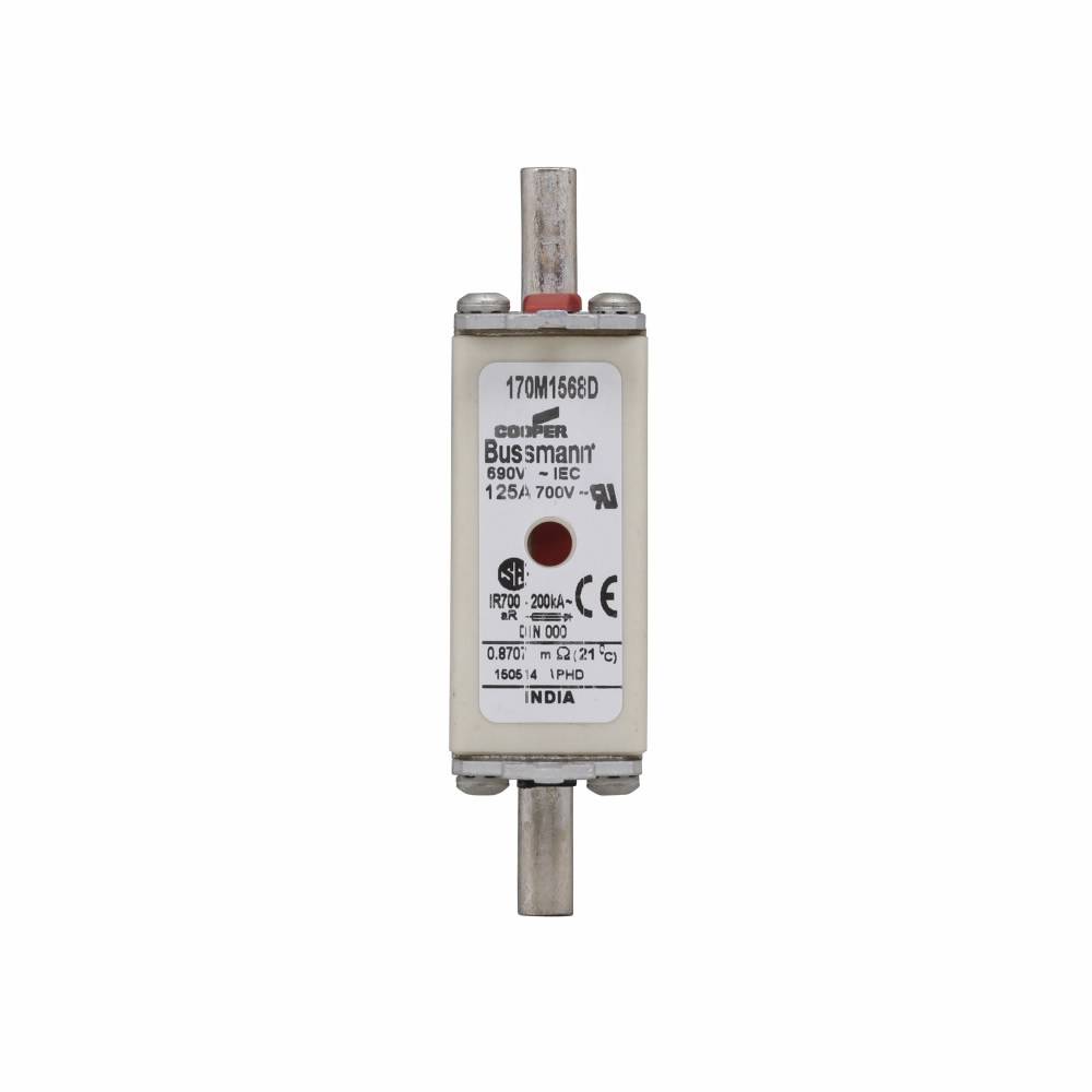 Edison 170M1568D High Speed Fuse, 125 A, 690 VAC, 200 kA Interrupt, Class: AR, Square Body