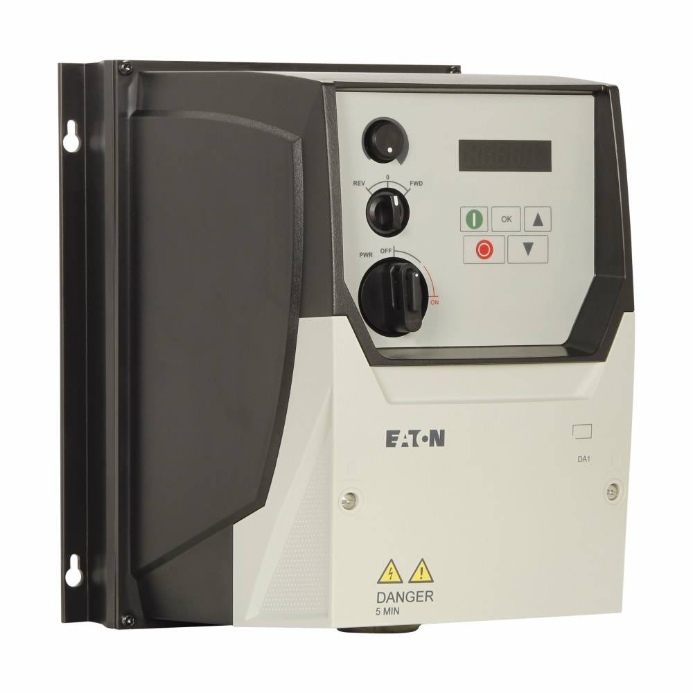 EATON PowerXL® DA1-342D2FB-A6SC 3-Phase Adjustable Compact AC Variable Frequency Drive, 380 to 480 VAC, 2.2 A, 1 hp, 7.1 in W x 9.42 in D