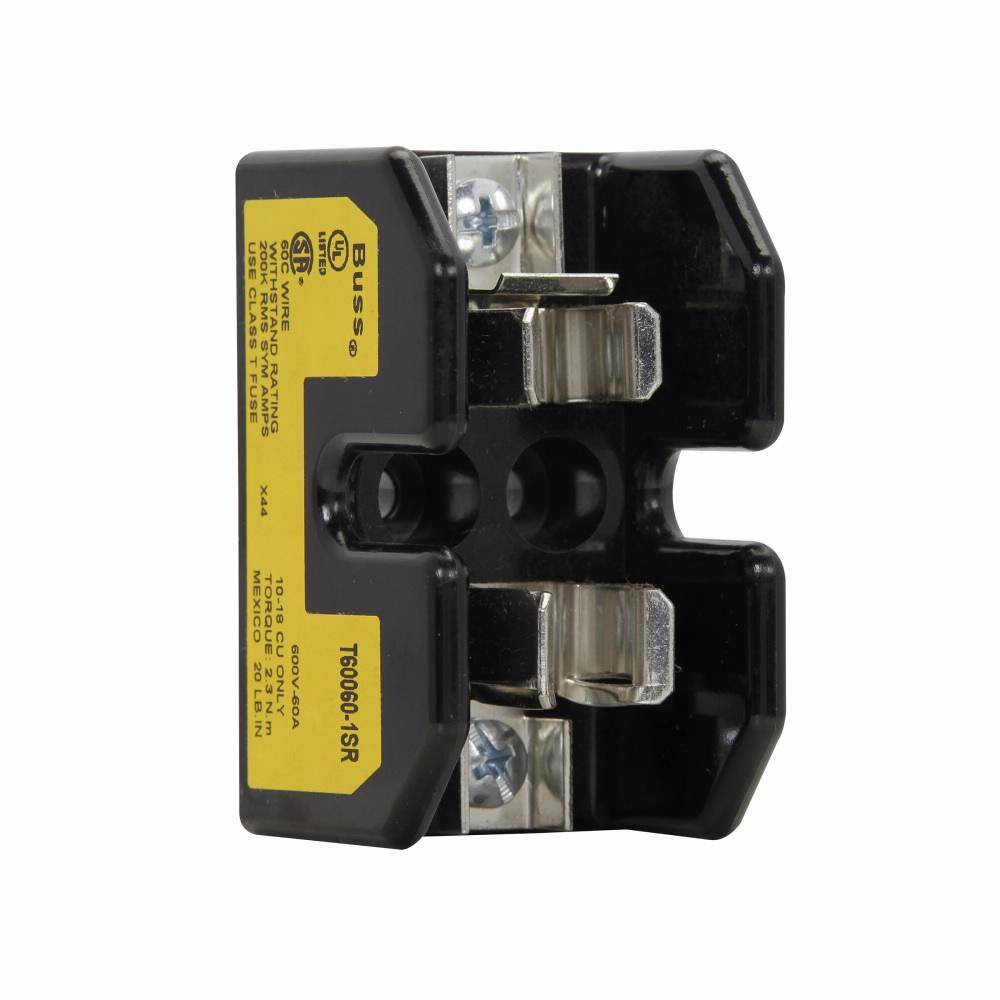 Edison T60060-1SR Open Fuse Block, 600 VAC/VDC, 60 A, Class: T, 18 to 10 AWG Cu Wire, 1 Pole
