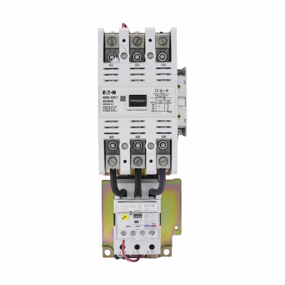 EATON AN19KN0A5E100 Freedom Full Voltage Open NEMA Starter With C440 EOLR Standard Feature Set, SEL Reset, SEL Class (10a, 10, 20, 30), 110/120 VAC V Coil, Non-Reversing Action, 3 Poles, NEMA 3 Enclosure