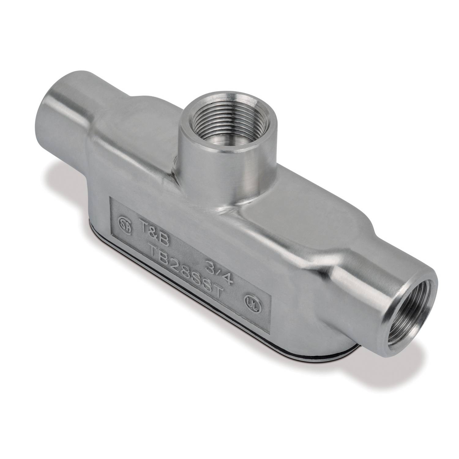 T&B® TB18SST-TB TB Series Conduit Body, 1/2 in Hub, Form 8 Form, 5.5 cu-in Capacity, 316 Stainless Steel, Polished