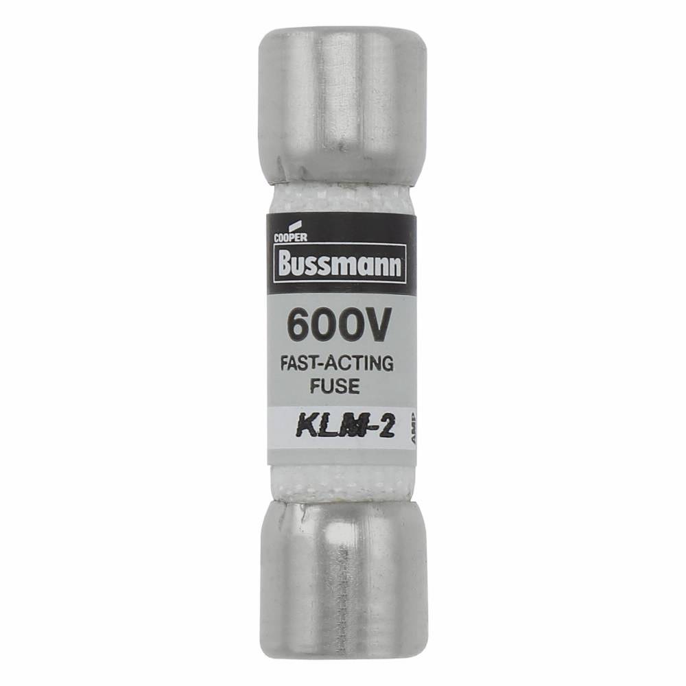 Bussmann Limitron™ KLM-2 Fast Acting Low Voltage Midget Supplemental Fuse, 2 A, 600 VAC/VDC, 100000 A AC/50000 A DC Interrupt, Class: Supplemental, Cartridge Body