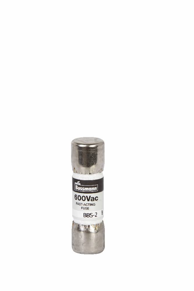 Bussmann BBS-2 Fast Acting Low Voltage Supplemental Midget Fuse, 2 A, 600 VAC, 10000 A Interrupt, Class: Supplemental, Cartridge Body