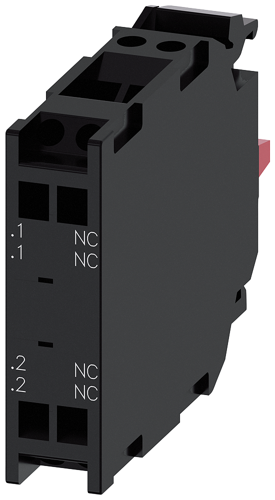 Siemens 3SU14001AA103EA0 Contact Module, 2NC Contact, 10 A at 24 VDC, 0.1 A at 500 VAC Contact, Silver Alloy Contact
