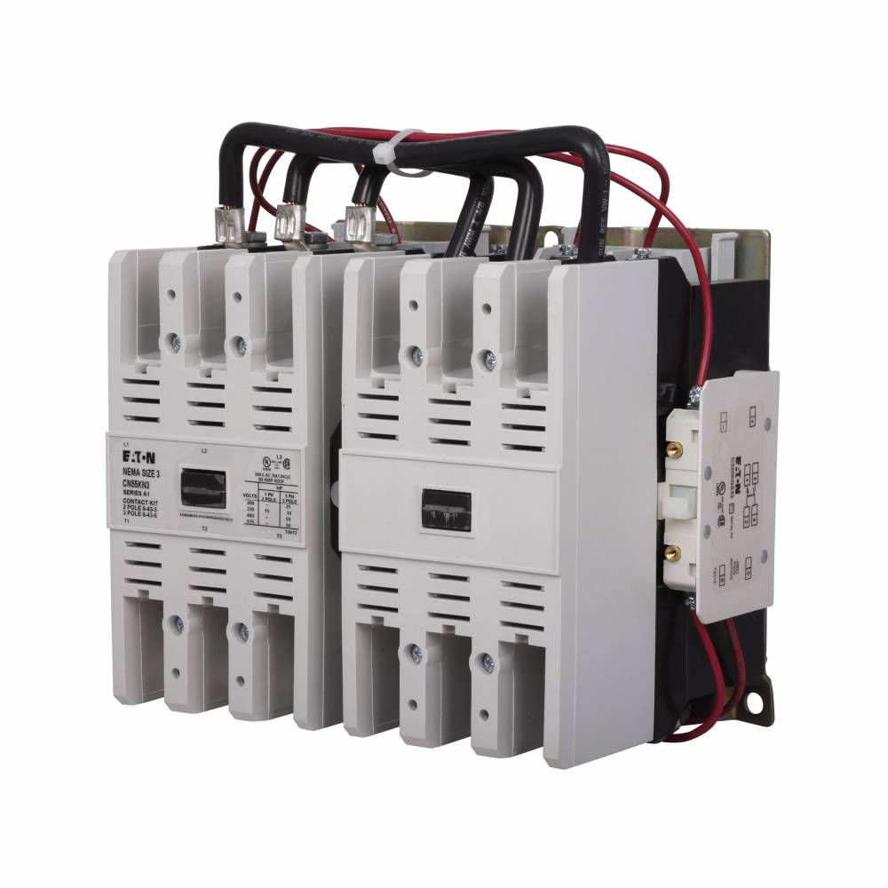 EATON CN55KN3A Freedom 3-Phase K-Frame Reversing NEMA Contactor With Steel Mounting Plate, 110/120 VAC V Coil, 90 A, 1NO Contact, 3 Poles