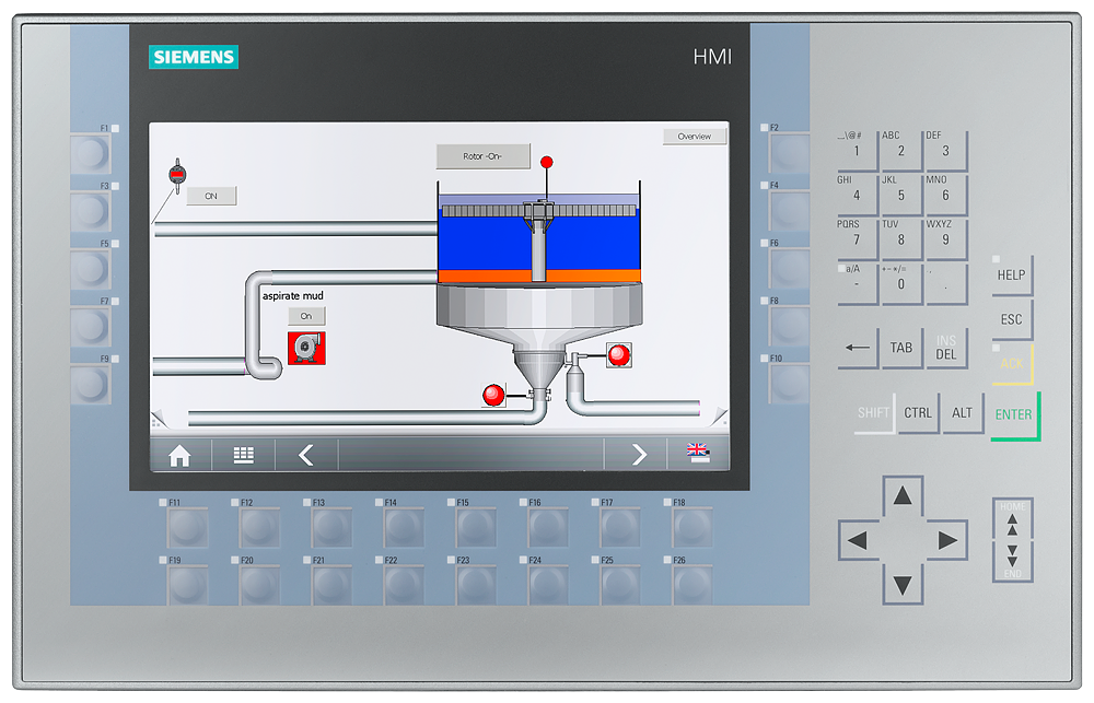 Siemens SIPLUS HMI 6AG11241JC014AX0 KP900 Standard Comfort Panel, 24 VDC, 0.75 A, 18 W, 9 in TFT Touch Display, 26 Keys, 1 x RS485, 1 x RS422, 1 x USB 2.0, 2 x SD Card Slots, 2 x Industrial Ethernet