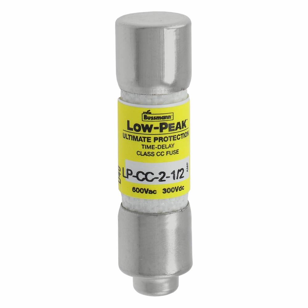 Bussmann Low-Peak™ LP-CC-2-1/2 Current Limiting Time Delay Fuse, 2.5 A, 600 VAC/300 VDC, 200/20 kAIC Interrupt, CC Class, Cartridge Body
