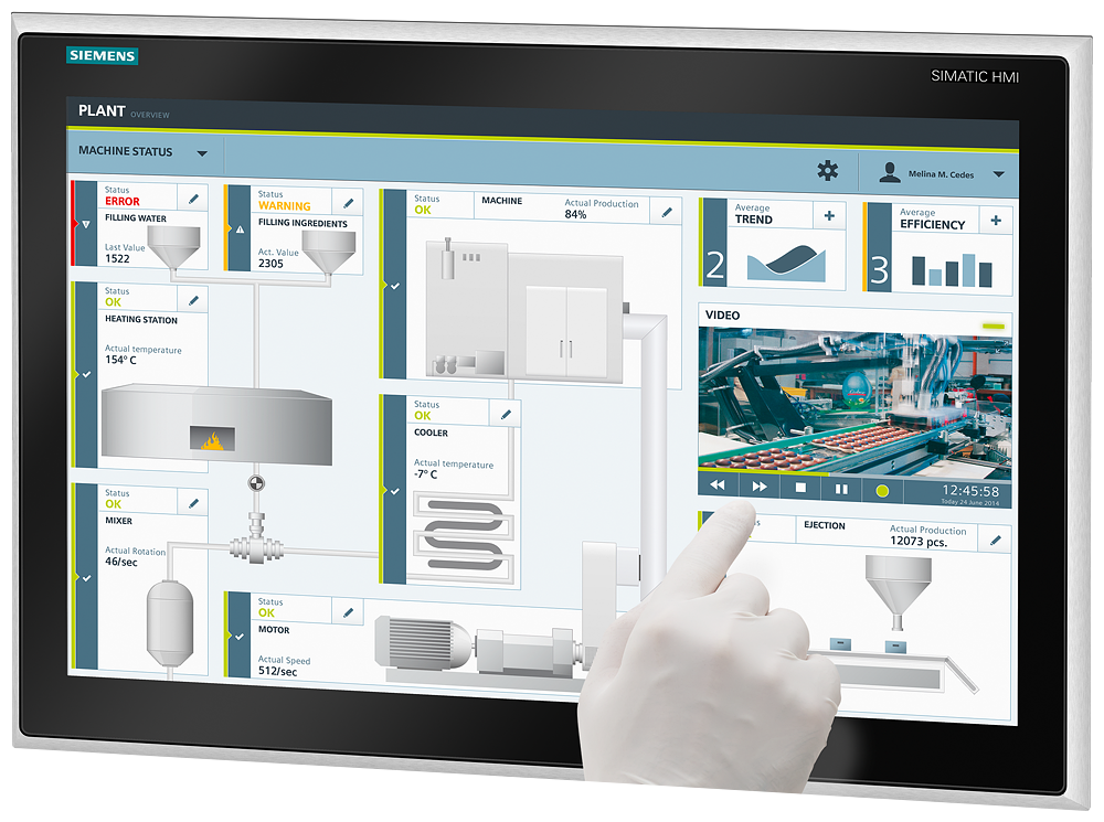 Siemens SIMATIC 6AV74856BE000AA0 IFP2200 INOX MT TFT Flat Panel, 22 in Screen, 0.2475 mm Dot Pitch/Pixel Pitch, 1920 x 1080 pixel