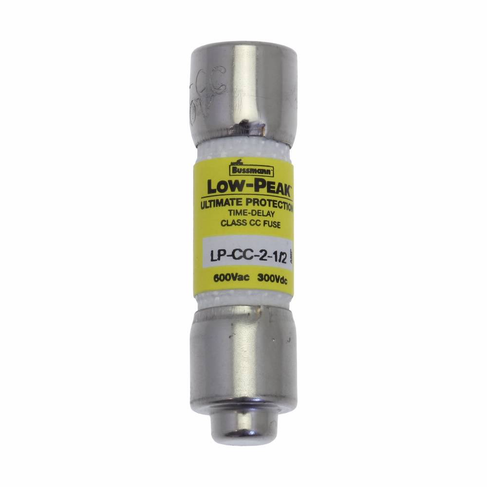Bussmann Low-Peak™ LP-CC-2-1/2 Current Limiting Time Delay Fuse, 2.5 A, 600 VAC/300 VDC, 200/20 kAIC Interrupt, CC Class, Cartridge Body