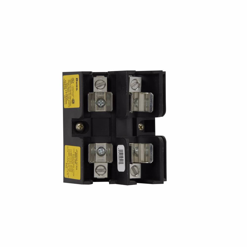 Bussmann JP60030-3CRA Pyramid Style Fuse Block With Adapter, 600 VAC/VDC, 30 A, Class: J, 14 to 2 AWG Wire, 3 Poles