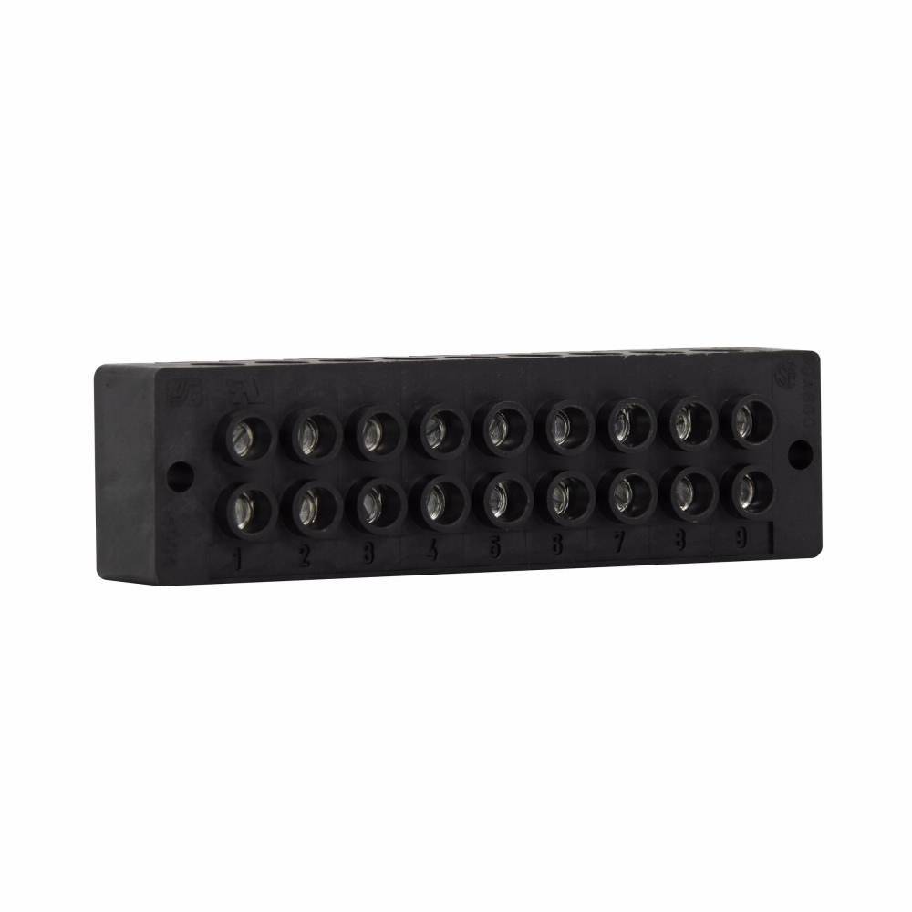 Bussmann 14004-9 9-Pole Dead Front Enclosed Power Terminal Block, 600 VAC/VDC, 90 A, 14 to 4 AWG, 8 AWG Wire, Black