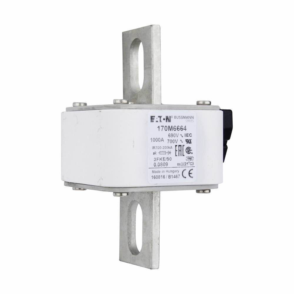 Bussmann 170M6664 Type FKE US Style High Speed Fuse, 1000 A, 690 V, 200 kA Interrupt, Class: aR, Square Body