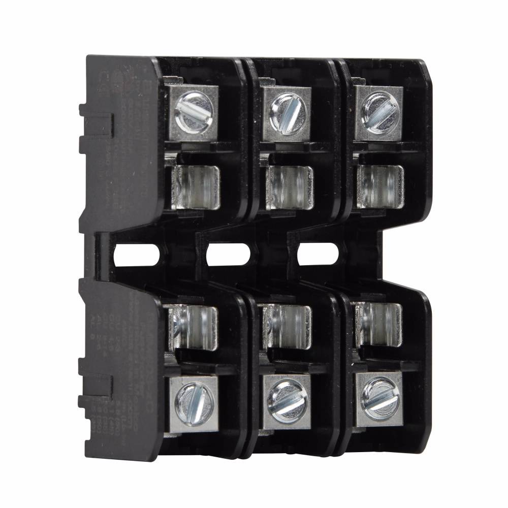 Edison BMM603-3C Modular Midget Fuse Block With Wire Connector, 600 VAC, 30 A, 14 to 2 AWG, 8 to 2 AWG Wire, 3 Poles