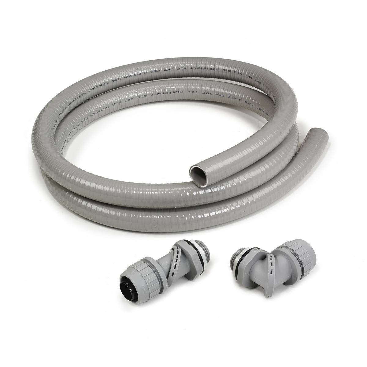 PREMISE WIRING PolyTuff® SwivelLok® PS07GYKIT Non-Metallic Standard Liquid Tight Conduit Kit With Connector, 3/4 in Trade, Nylon Fitting/PVC
