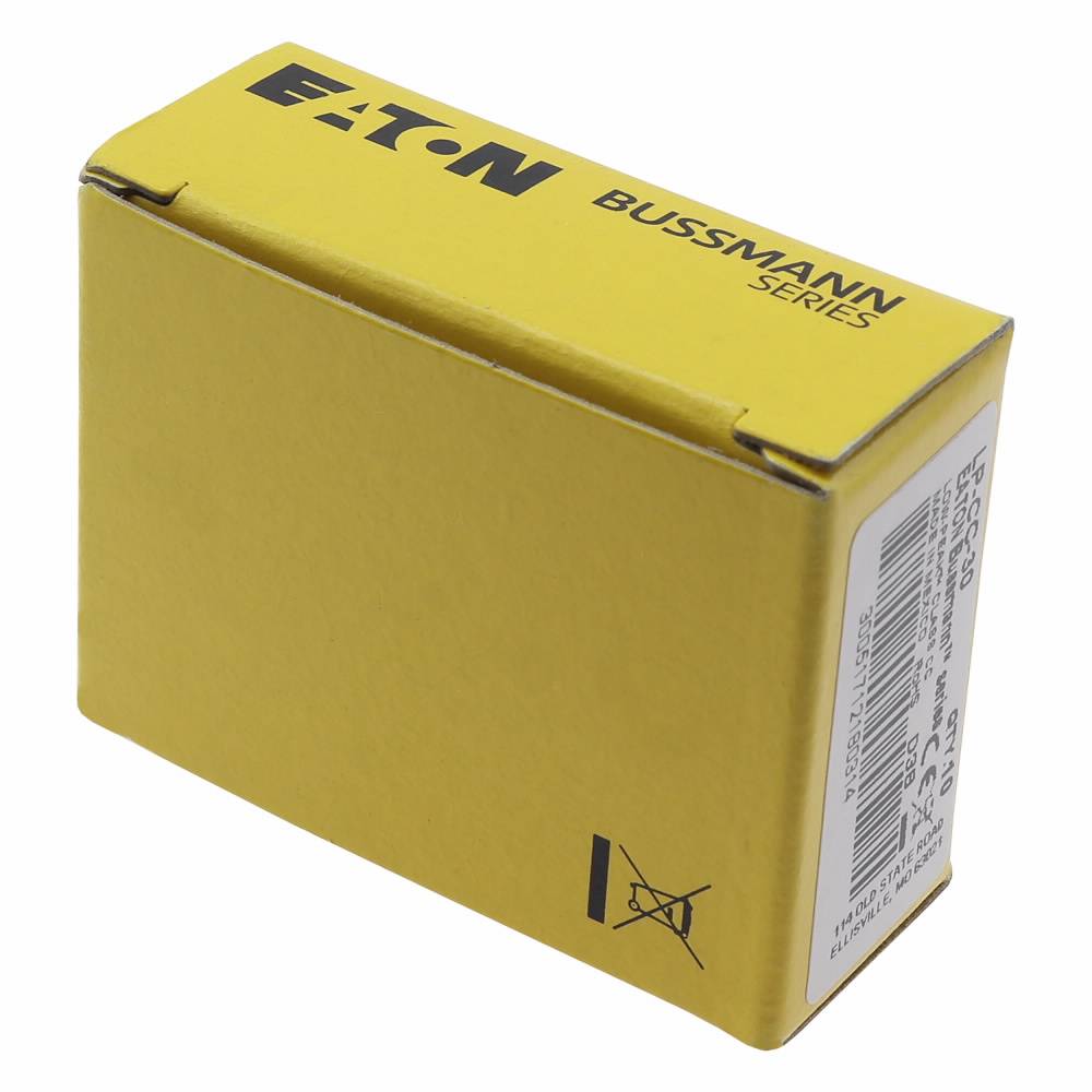 Bussmann Low-Peak™ LP-CC-30 Current Limiting Time Delay Fuse, 30 A, 600 VAC/300 VDC, 20/200 kA Interrupt, CC Class, Cylindrical Body