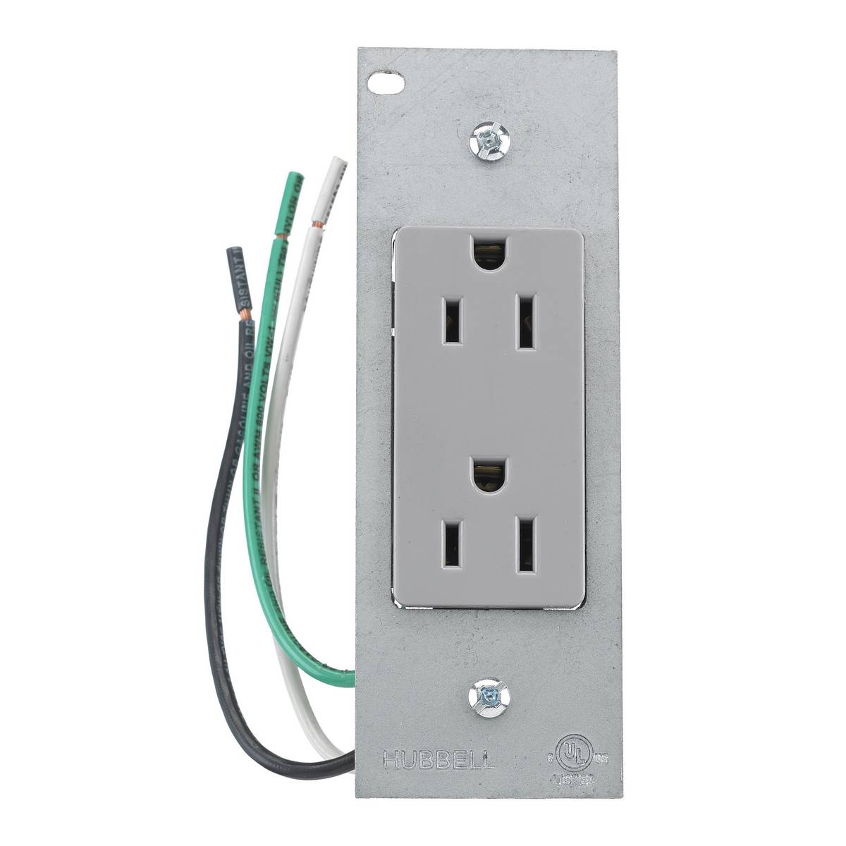 Wiring Device-Kellems PWFB10MPDR15GRY Decorator Standard Sized Pre-Wired Device Plate, 5.19 in L x 1.8 in W, 1 Gangs, Steel Plate/Composite Receptacle