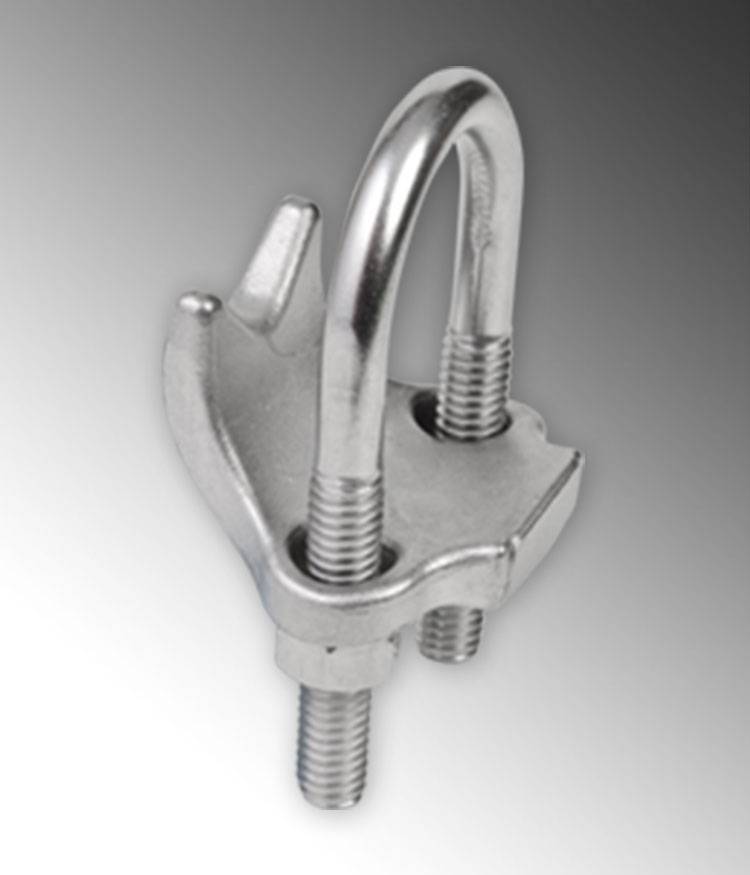Calbrite™ S60700RA00 2-Hole Right Angle Beam Clamp, 3/4 in Conduit, 0.27 in THK Flange, Stainless Steel, Polished Silver
