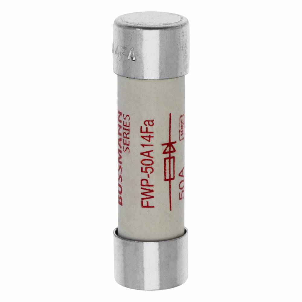 Edison FWP-50A14F Fast Acting High Speed Fuse, 50 A, 690/700 VAC, 800 VDC, 50/200 kA, Cylindrical Body