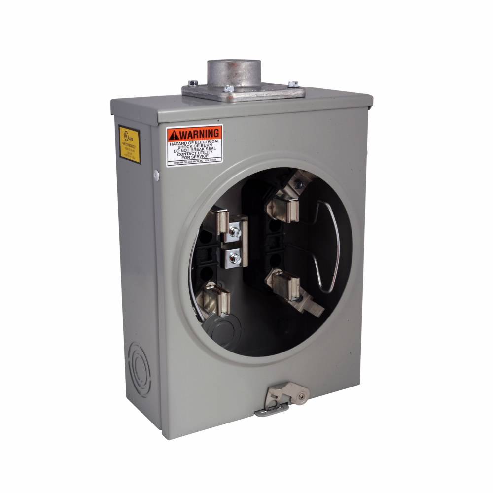 EATON Cutler-Hammer 1004931BCH 3-Wire 1-Position Residential Service Single Meter Socket With Horn Bypass, 600 VAC, 125 A, 1 Phase