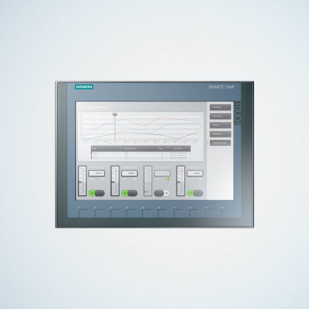 Siemens SIPLUS HMI 6AG11232MA032AX0 KTP1200 2nd Generation Basic Panel, 24 VDC, 550 mA, 13.2 W, 12 in TFT Widescreen/LED Backlighting Display, 10 Keys, 1 x RS485, 1 x RS422, 1 x USB, PROFIBUS