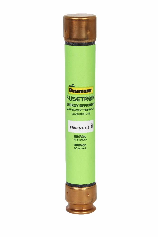 Bussmann Fusetron™ FRS-R-1-1/2 Current Limiting Time Delay Renewable Fuse, 1.5 A, 600 VAC/300 VDC, 200/20 kAIC Interrupt, RK5 Class, Cylindrical Body