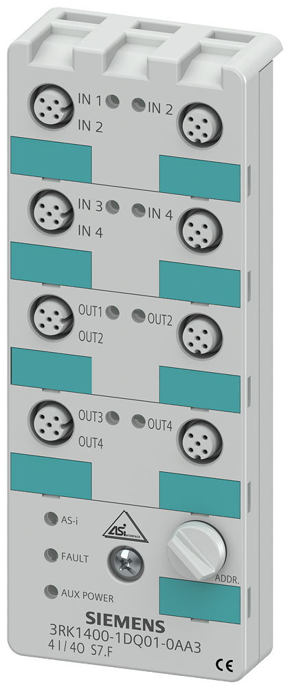 Siemens 3RK1400-1DQ01-0AA3 AS-Interface Compact Module, 4 Inputs, 4 Outputs
