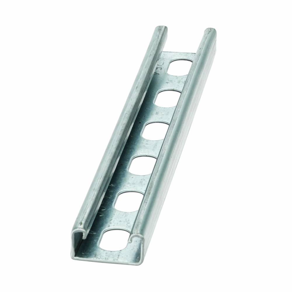B-Line B54SH-120GLV Slotted Single Metal Framing Channel, 10 ft L 1-5/8 in W 13/16 in D 14 ga THK, Cold Formed Low Carbon Steel, Pre-Galvanized, Import