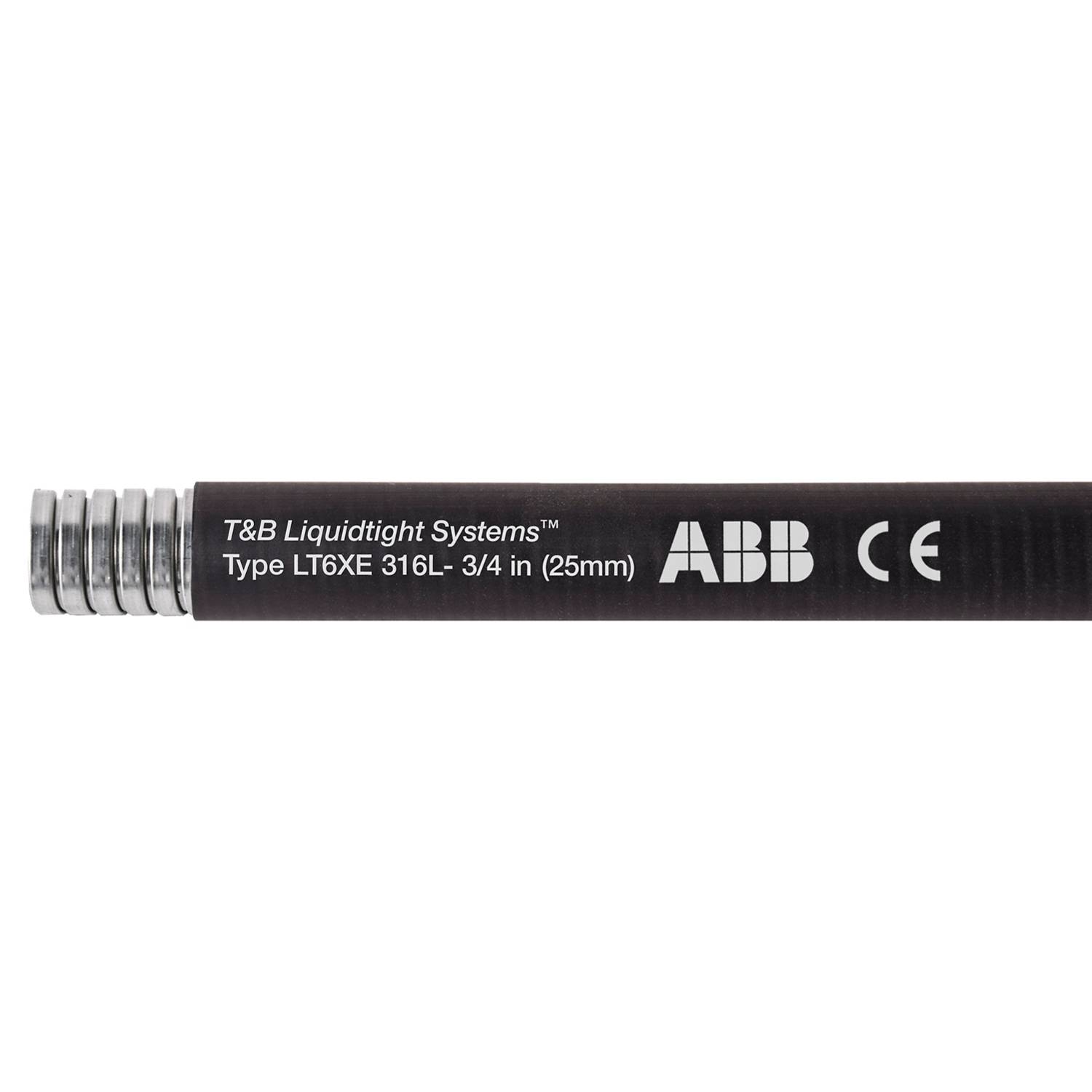T&B® Industrial Fitting Liquidtight Systems™ LT6XES03B-C Type LT6XE Liquid Tight Flexible Metal Conduit With TPR Jacket, 3/4 in Trade, 0.82 in ID x 1.05 in OD, 100 ft L, 316 Stainless Steel