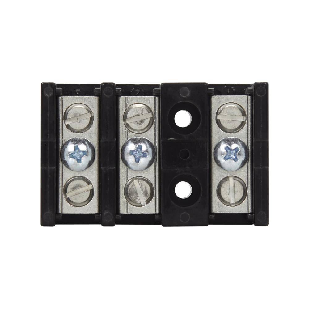 Bussmann 14002-3A Barrier Power Terminal Block, 600 VAC/VDC, 115 A, 3 Poles, 2 to 14 AWG Cu, 8 AWG Al Wire