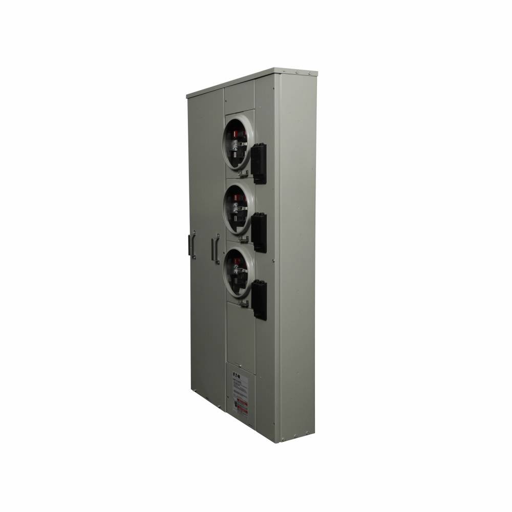 EATON 1MP3124RRL 3-Wire Group Metering Meter Pack, 125 A Self-Contained Socket, Underground Feed, 120/240 VAC, 400 A Bus