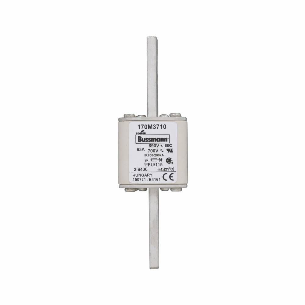 Bussmann 170M3710 Semiconductor Fuse, 63 A, 1000 VAC, 200 kA Interrupt, Class: Class AR, Square Body