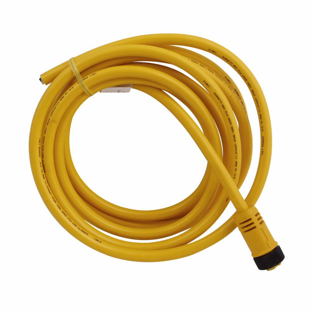 EATON CSMS3F3CY1604 Global Plus 3-Wire Standard Single End Connector Cable, 7/8-16 UN-2B 3-Pin Mini-Style Straight Female Connector, 4 m L Cable, 3 Poles, Single Keyway