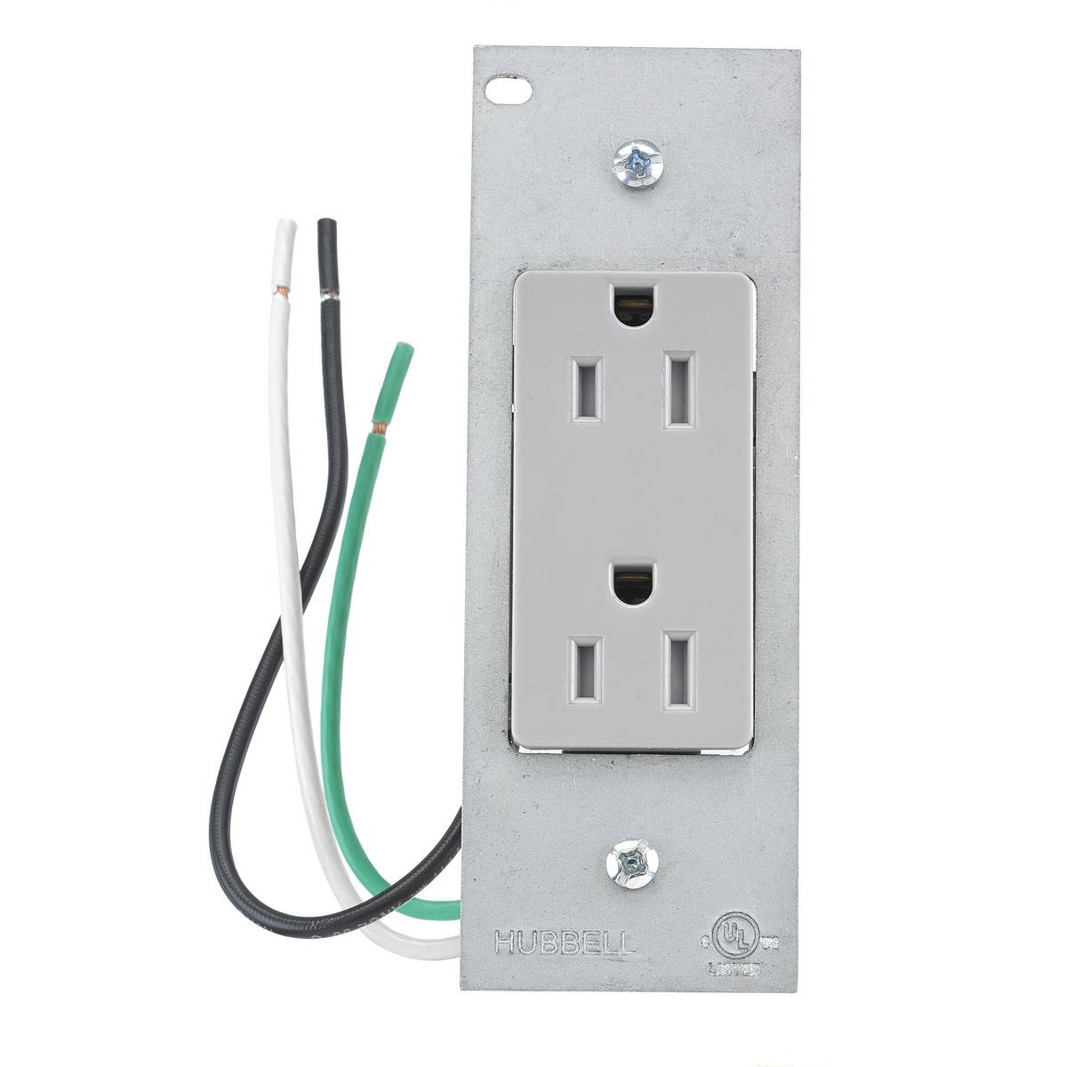Wiring Device-Kellems SystemOne PWFB10MPDR15GRYTR Decorator Standard Sized Tamper-Resistant Pre-Wired Device Plate, 5.19 in L x 1.8 in W, 1 Gangs, Steel Plate/Composite Receptacle