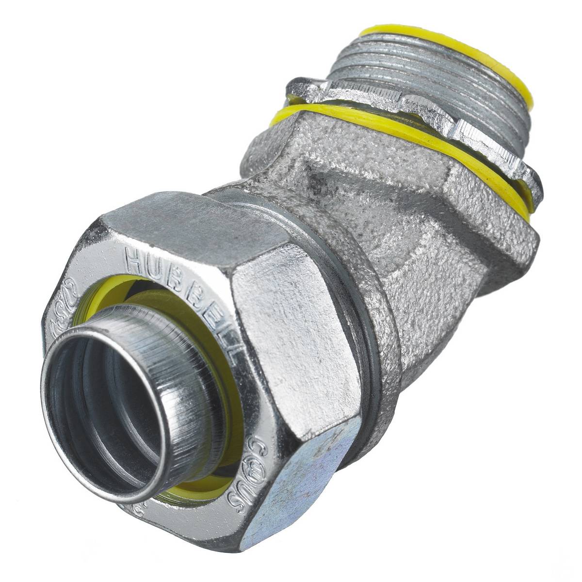 Wiring Device-Kellems H12541 Insulated Male Metallic Liquidtight Connector, 1-1/4 in Trade, 45 deg, Iron/Steel, Zinc Plated