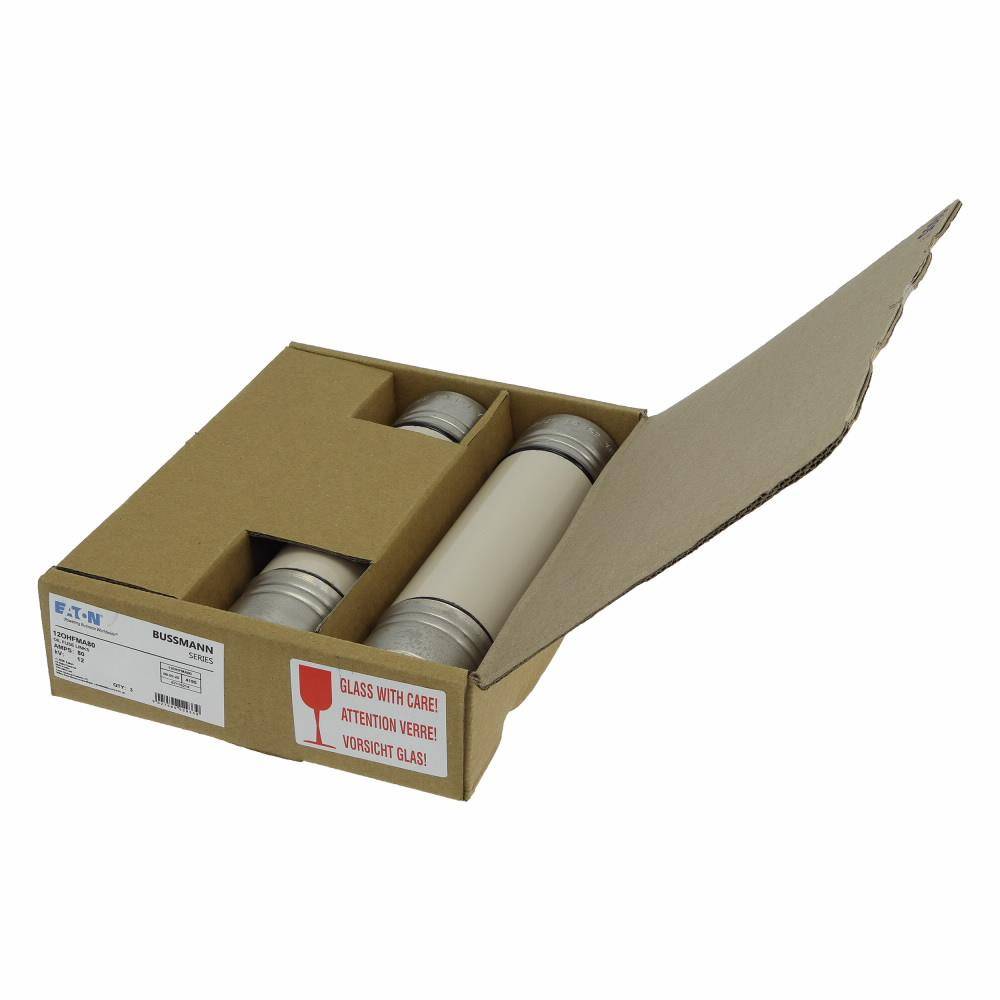 Bussmann 12OHFMA80 OHF British Standard Medium Voltage Oiltight IEC Fuse With Powerful Pyrotechnic Striker Pin, 80 A, 12 kV, 40 kA Interrupt, Class: Back-Up, Cartridge Body