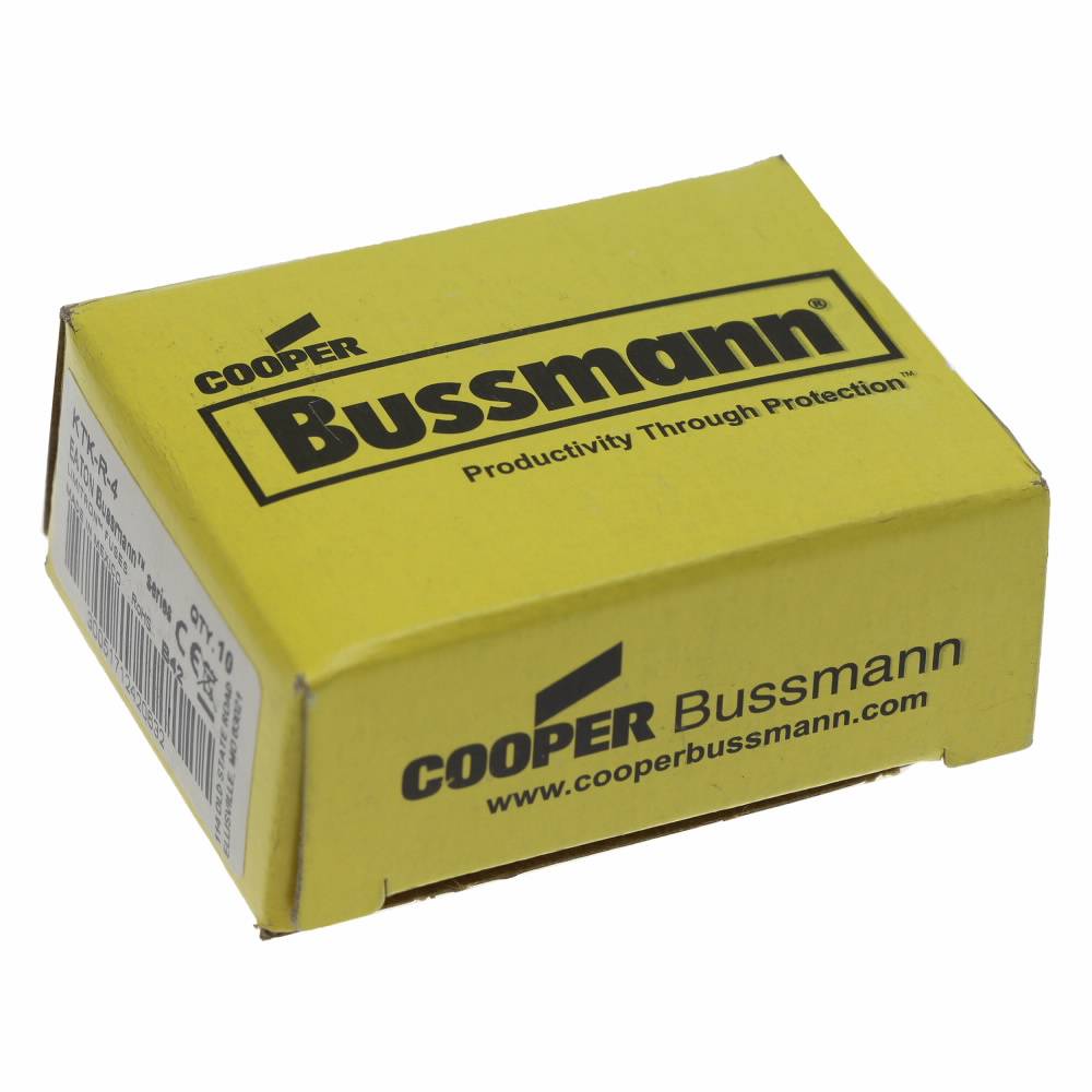Bussmann Limitron™ KTK-R-4 Fast Acting Current Limiting Low Voltage Fuse, 4 A, 600 V, 200 kA Interrupt, CC Class, Cartridge Body